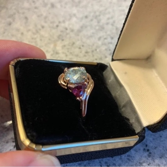 COPY - Moissanite and rhodolite 10k rose gold ring - Picture 10 of 11